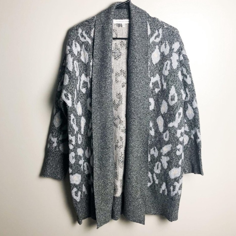 Cupcakes & Cashmere Molly Leopard Shawl Collar Cardigan Size Small Medium large - Picture 3 of 6